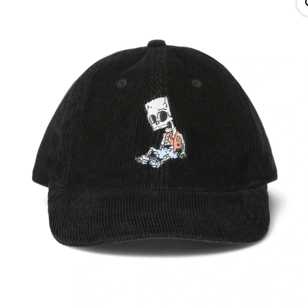 Bart Simpson Men's Skeletons Corduroy Baseball Cap, Black